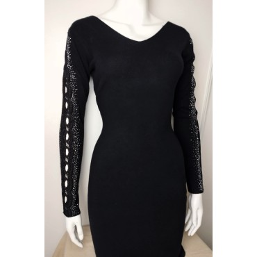 Robe Pull 71 Noire avec Strass