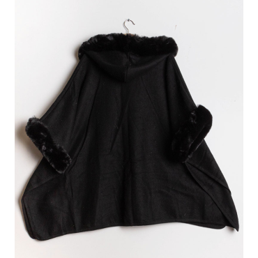 Cape Poncho Noire avec capuche